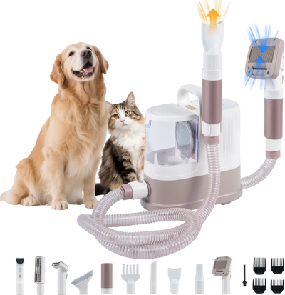 Costway 9-in-1 Dog Grooming Vacuum Kit w/ Clippers 70063386 New