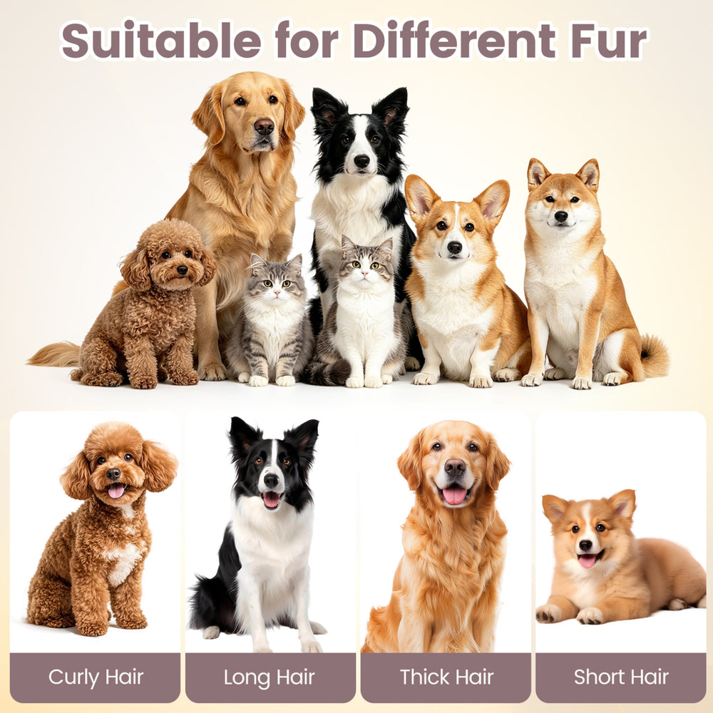 9-in-1 dog grooming vacuum kit with adjustable warm airflow and 3 suction modes for effective pet fur cleaning.