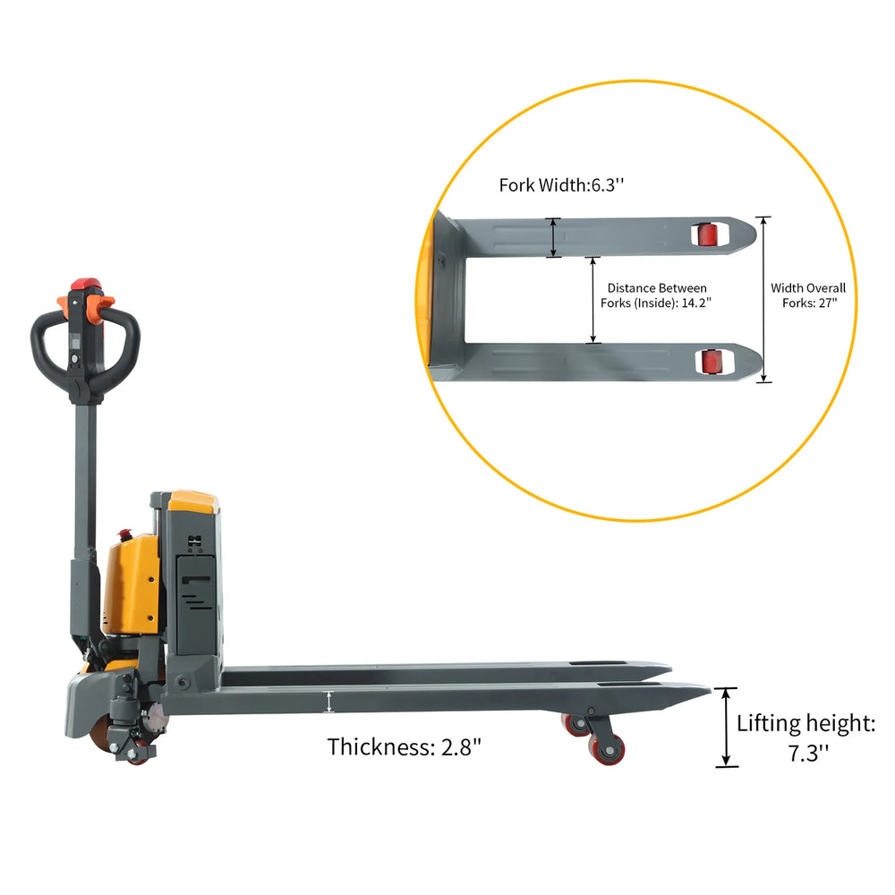 Apollolift A-1037 Pallet Jack Full Electric Lithium Power 3300 lbs. Capacity With 48" x 27" Forks New