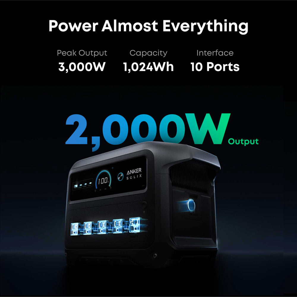 Anker SOLIX C1000 Gen 2 Portable Power Station 1024Wh 2000W LiFePO4 New