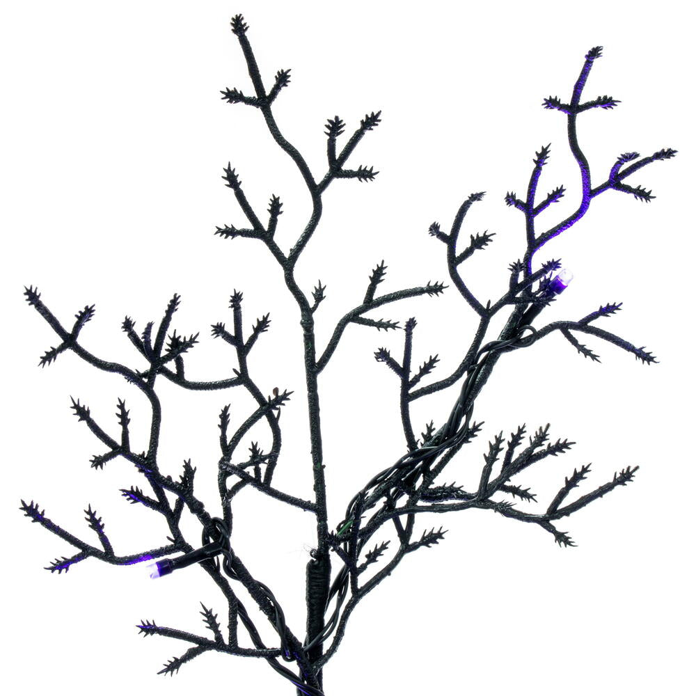 Vickerman Black Cedar Spooky Tree 6' x 32" Orange/Purple LED Lights New