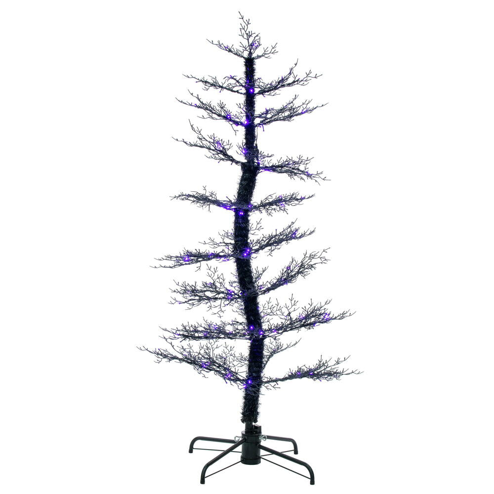 Vickerman Black Cedar Spooky Tree 6' x 32" Orange/Purple LED Lights New