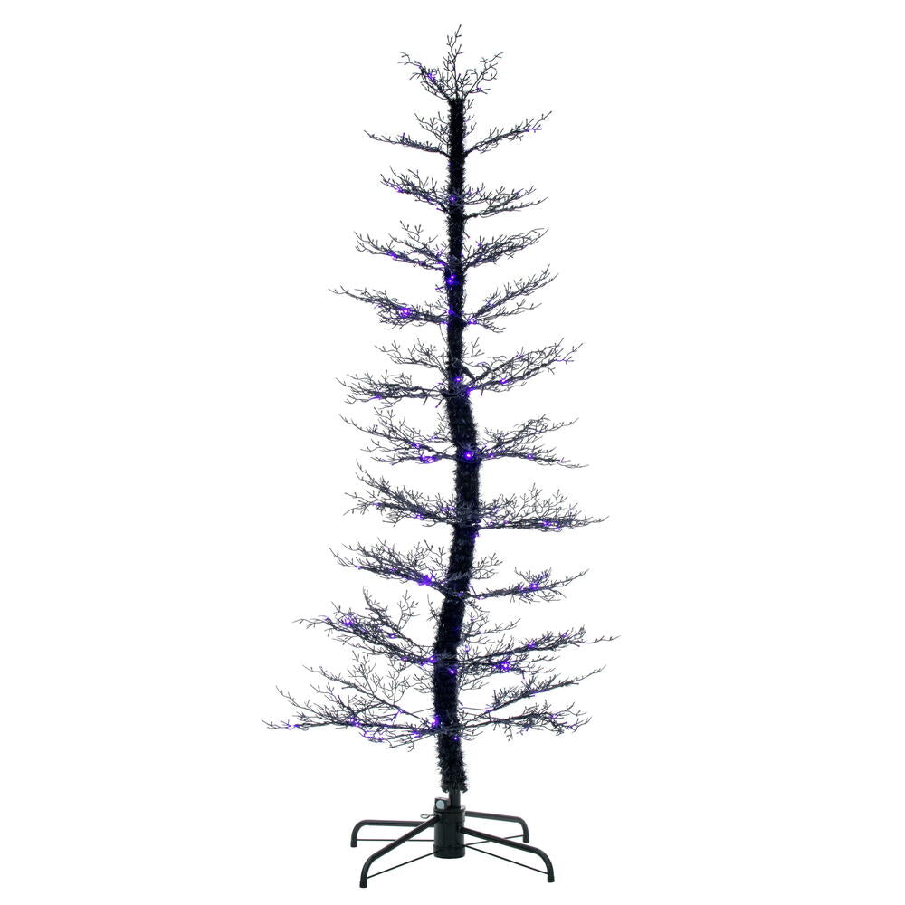 Vickerman Black Cedar Spooky Tree 7' x 38" Pre-lit Orange/Purple LED Lights New