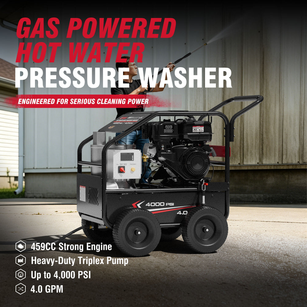 AiPower Gas Hot Water Pressure Washer 4000 PSI 4.0 GPM with Diesel Heater EPA Certified, A4000