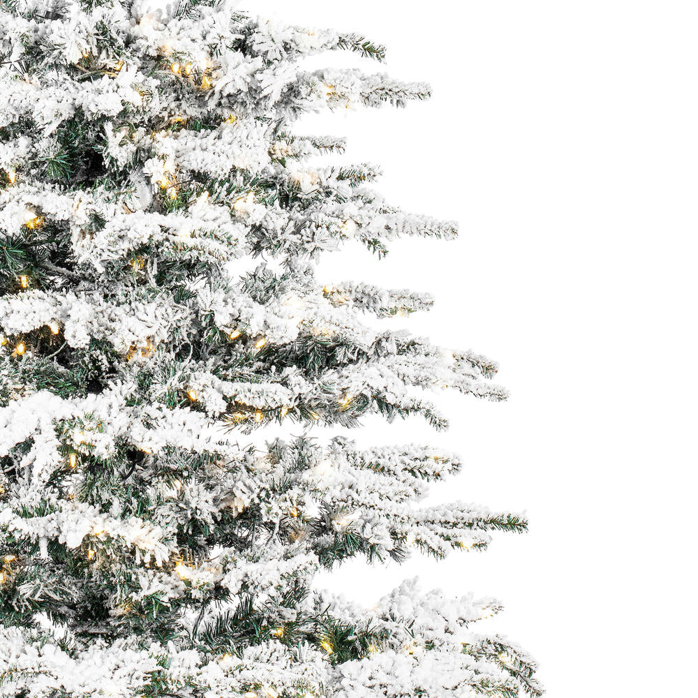 Vickerman Flocked Sierra Fir Artificial Christmas Tree 7.5' Pre-Lit Warm White LED Lights New