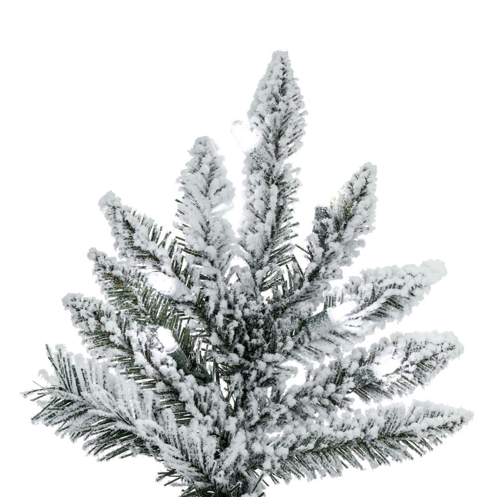 Vickerman Flocked Utica Fir Artificial Christmas Tree 7.5' x 65" Warm White LED Lights New