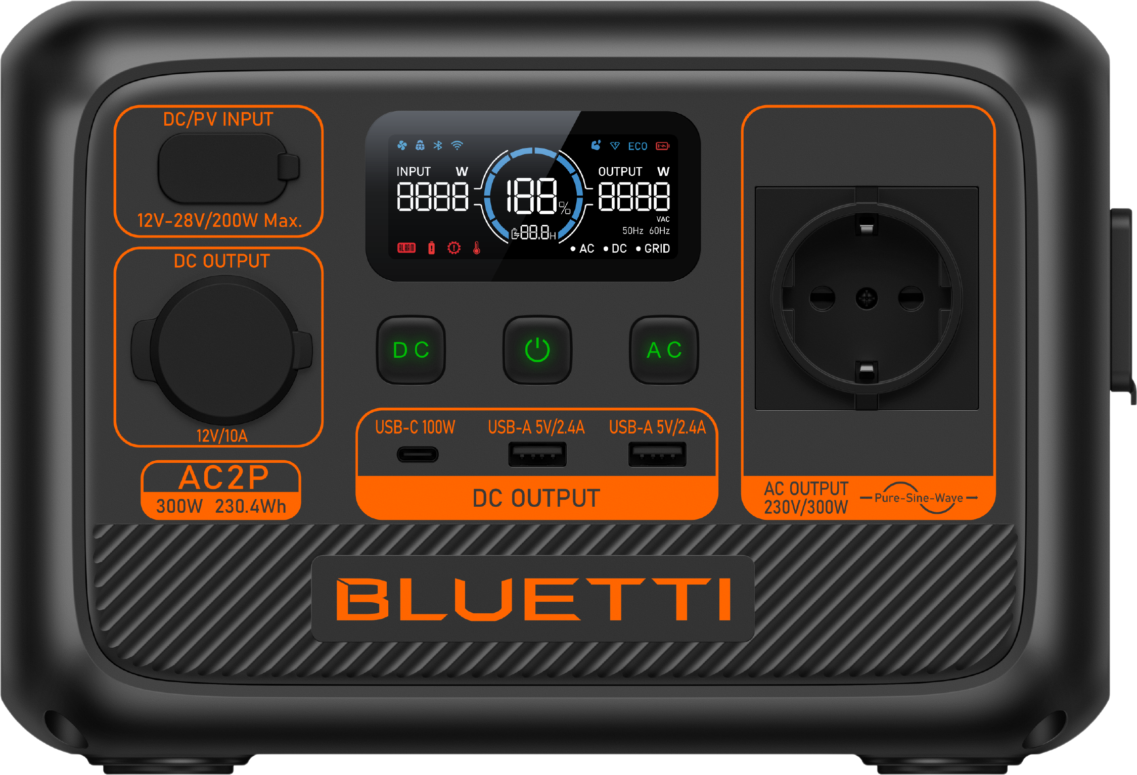 Bluetti AC2P 230.4Wh/300W Portable Power Station Solar Generator New