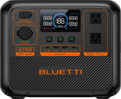 Bluetti AC70P 864Wh/1000W Portable Power Station Solar