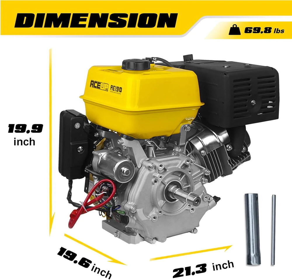 Aceup Energy AE190 Gas Engine 15 HP 420CC Horizontal Shaft with Electric Start New