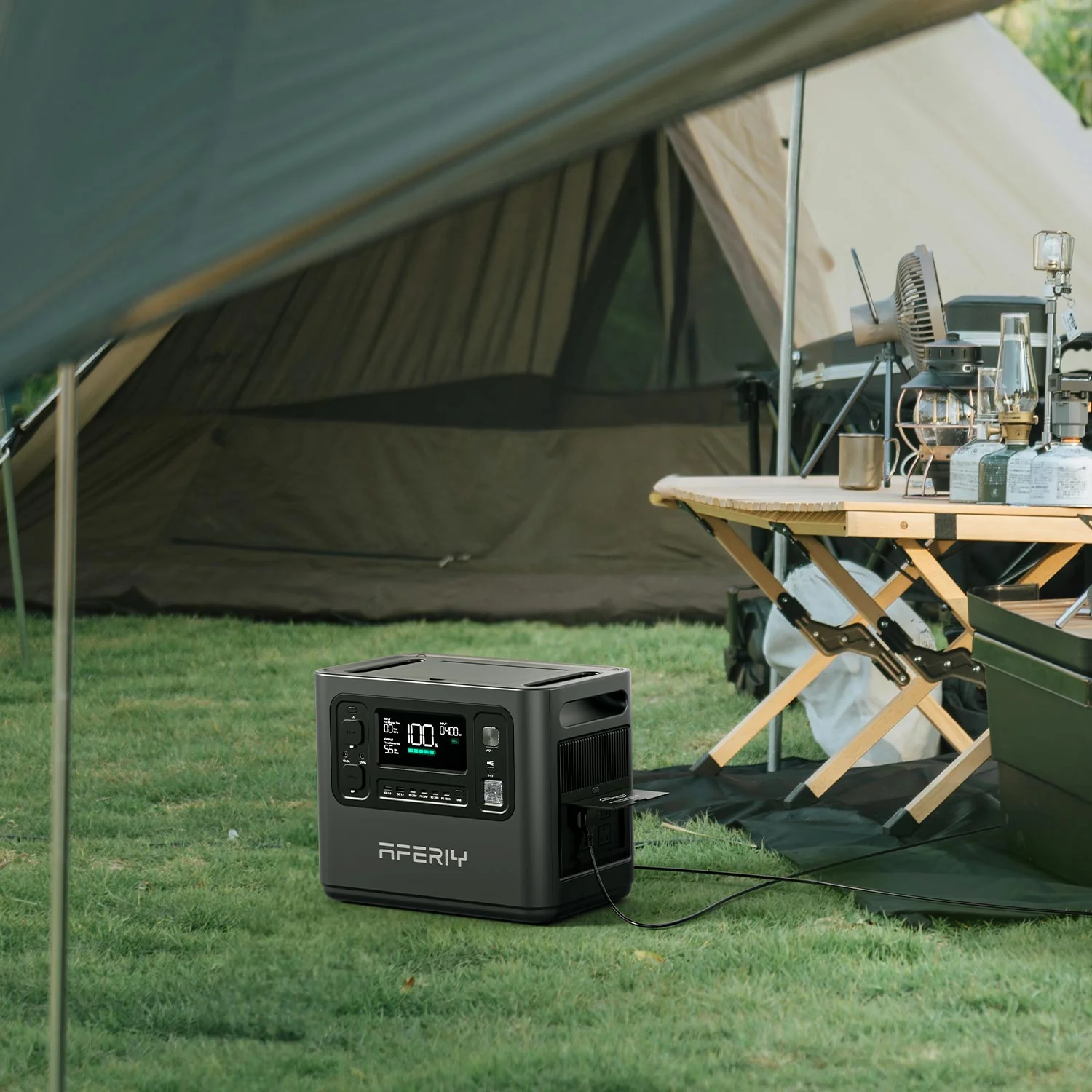 AFERIY 2400W Portable Power Station 2048Wh, 1.5H Full Charge, LED Flashlight, Solar Powered Generator for RV Camping, Home Backup, Emergency