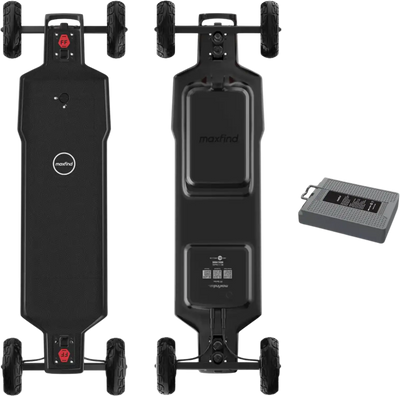 Maxfind FF AT Electric Skateboard All Terrain Dual 1500W Motors 48V 28 MPH 34 Mile Long Range New