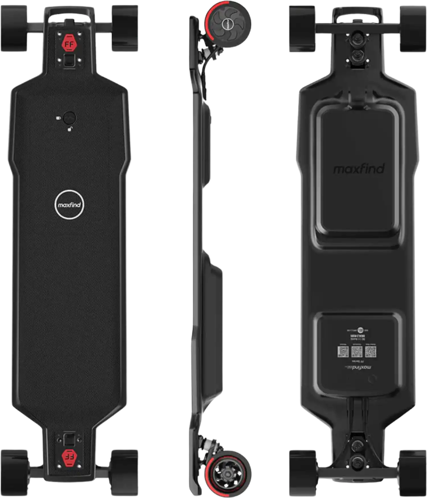 Maxfind FF Pro Electric Skateboard Longboard Dual 1000W Hub Motors 48V 28 MPH 27 Mile Range AF06 New