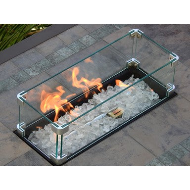 AZ Fire Pit Rectangular Bar Height Tile Top with Wind Screen Propane 50,000 BTU New