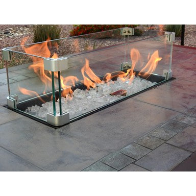 AZ Fire Pit Rectangular Bar Height Tile Top with Wind Screen Propane 50,000 BTU New