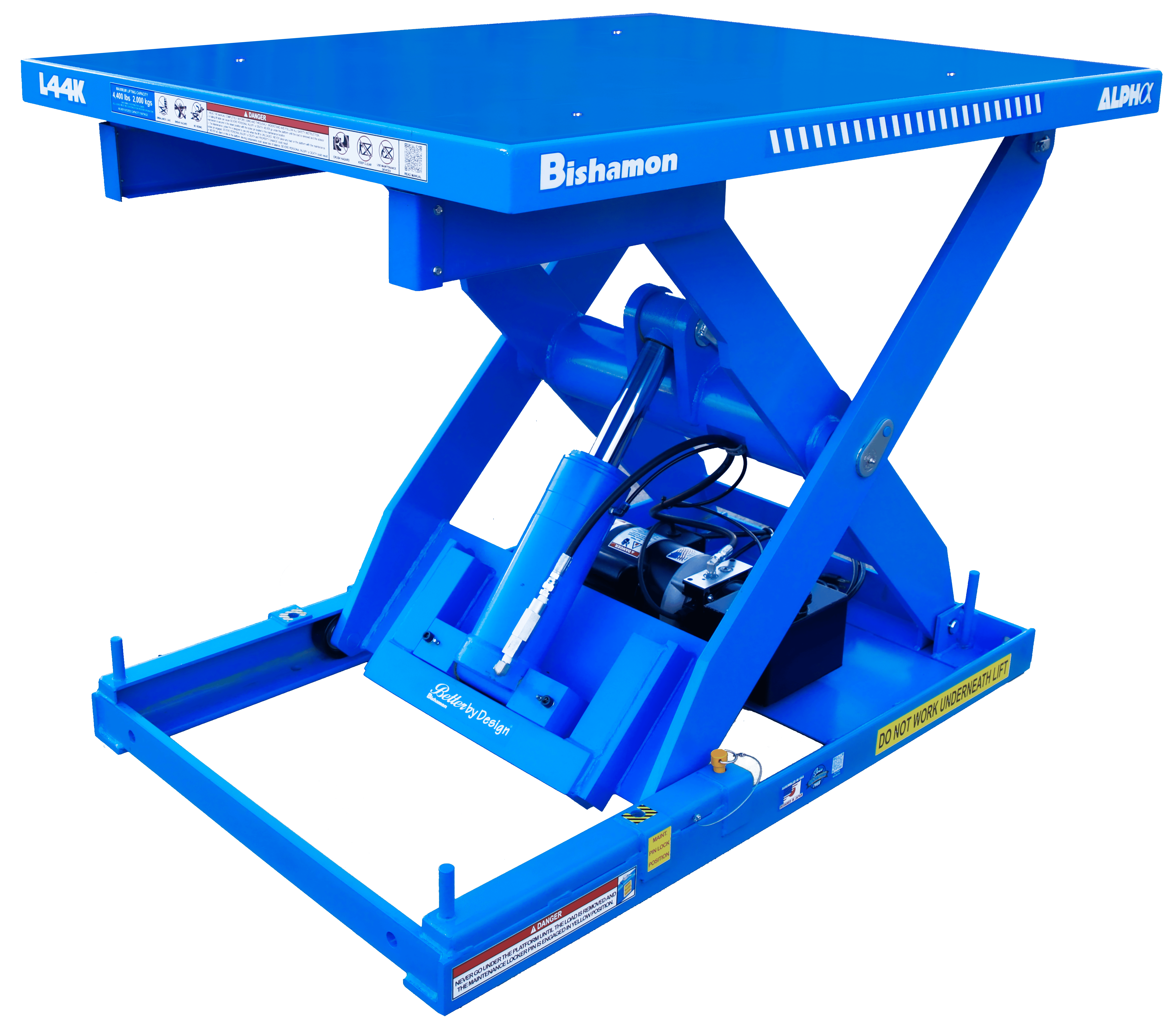 Bishamon L44K Alpha Electric-Hydraulic Lift Table Rotating Single Scissor 4,400 Lbs Load New