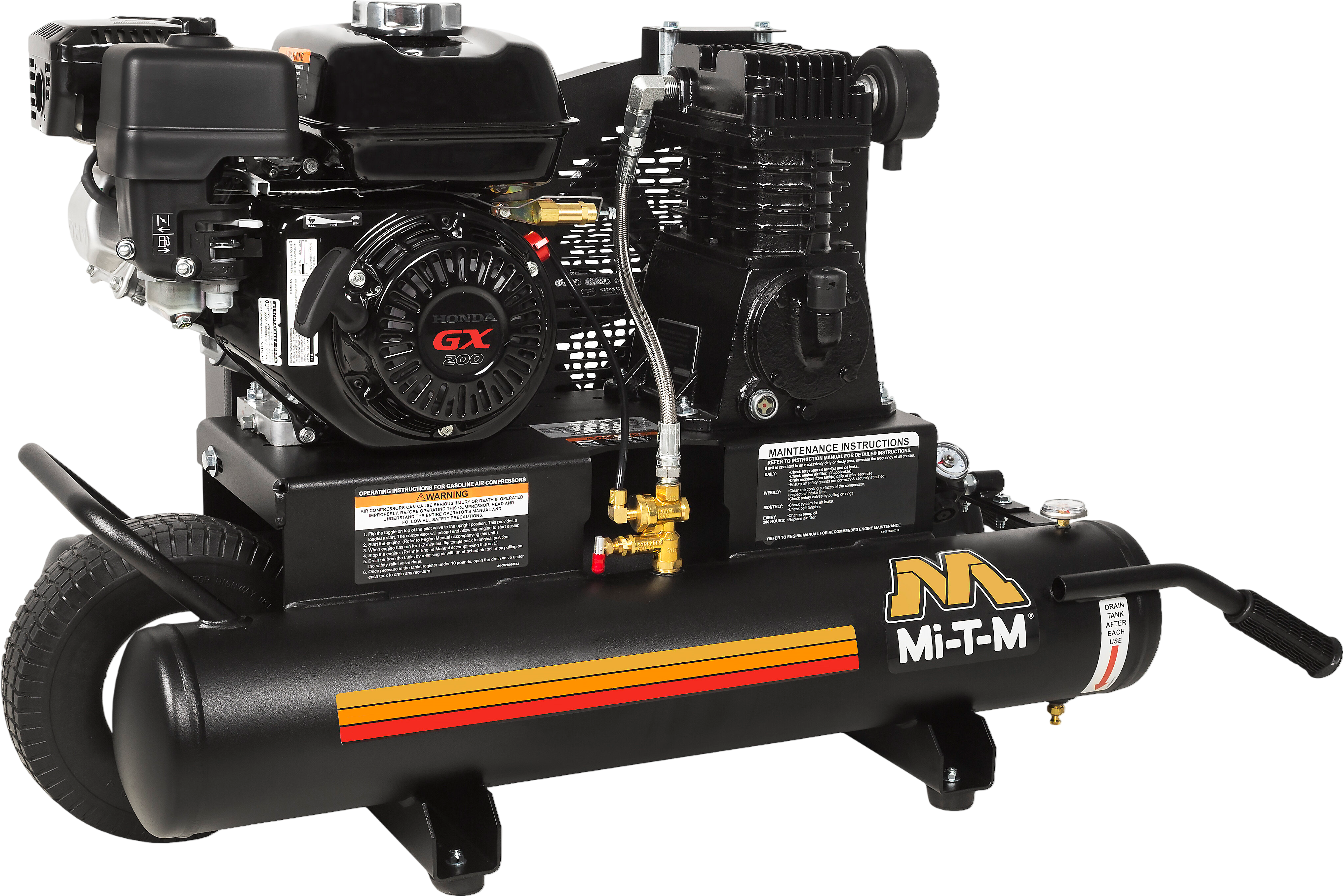 Mi-T-M Air Compressor 8 Gallon Single-Stage Gas 196cc Honda GX200 AM1-PH65-08M New