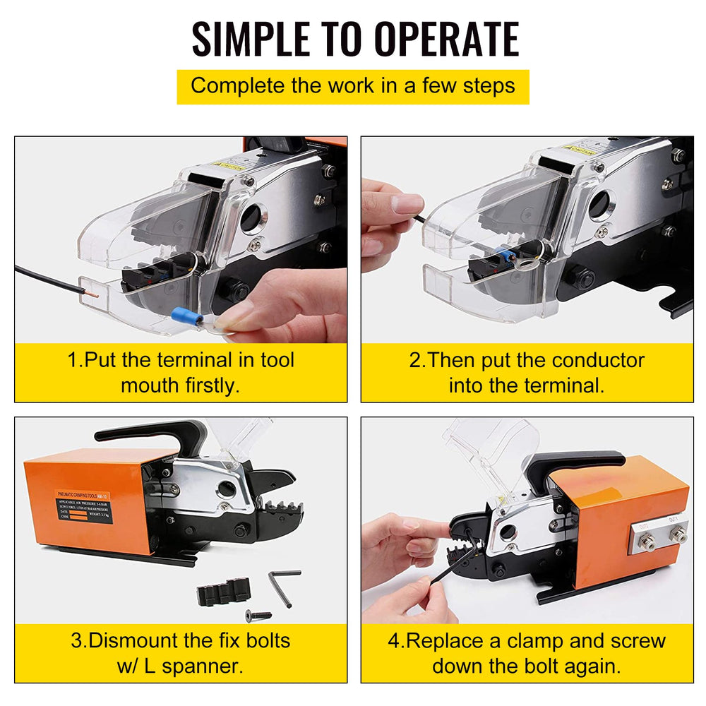 Vevor AM-10 Pneumatic Crimping Tool Air Powered 0.4-1 Mpa Wire Terminal New