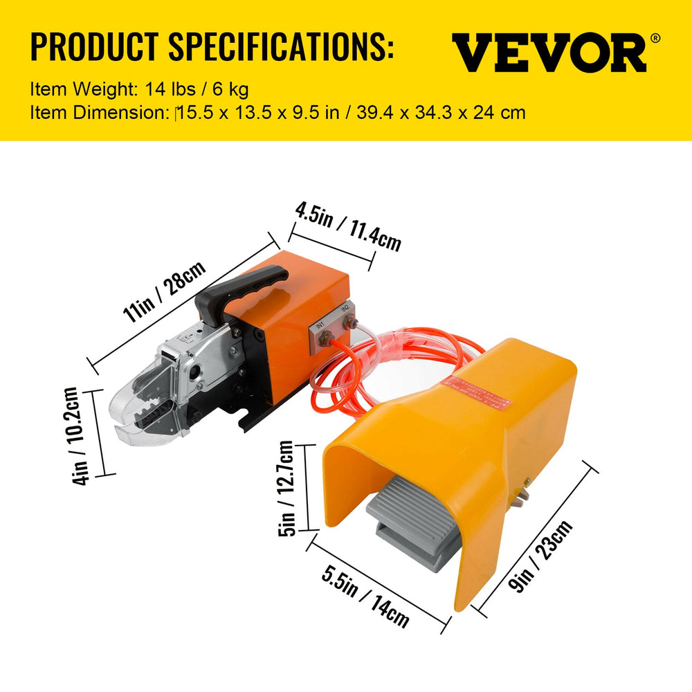 Vevor AM-10 Pneumatic Crimping Tool Air Powered 0.4-1 Mpa Wire Terminal New