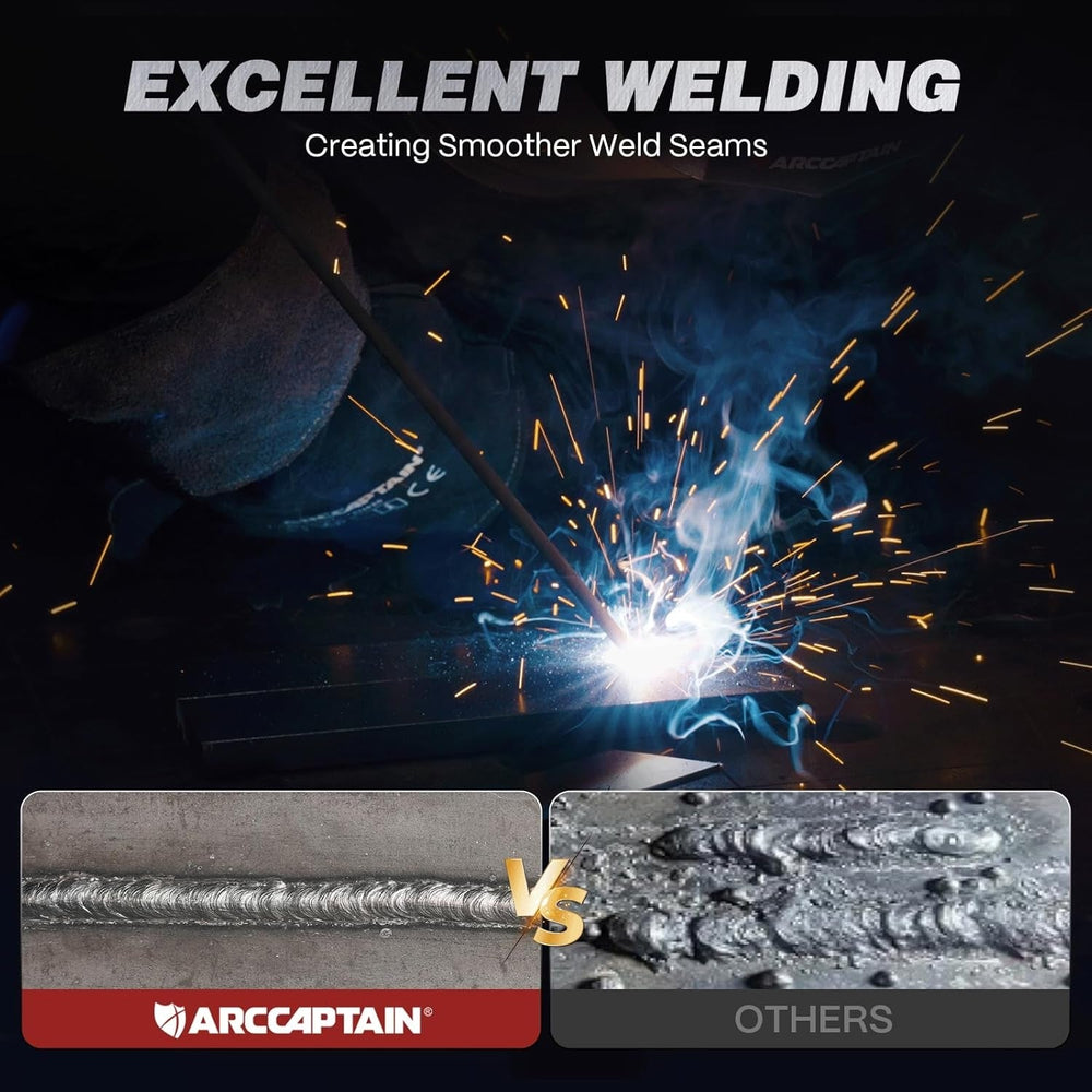 Arccaptain ARC250A excellent welding smoother weld seams comparison graphic