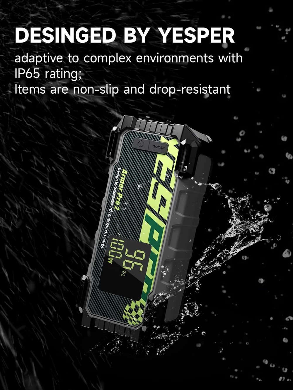 Yesper ARMOR-PRO-2 Jump Starter Battery Pack 3000A 83200mAh 140 Starts for 12V Vehicles Up To 9.5L Gas and 7.5L Diesel Engines New