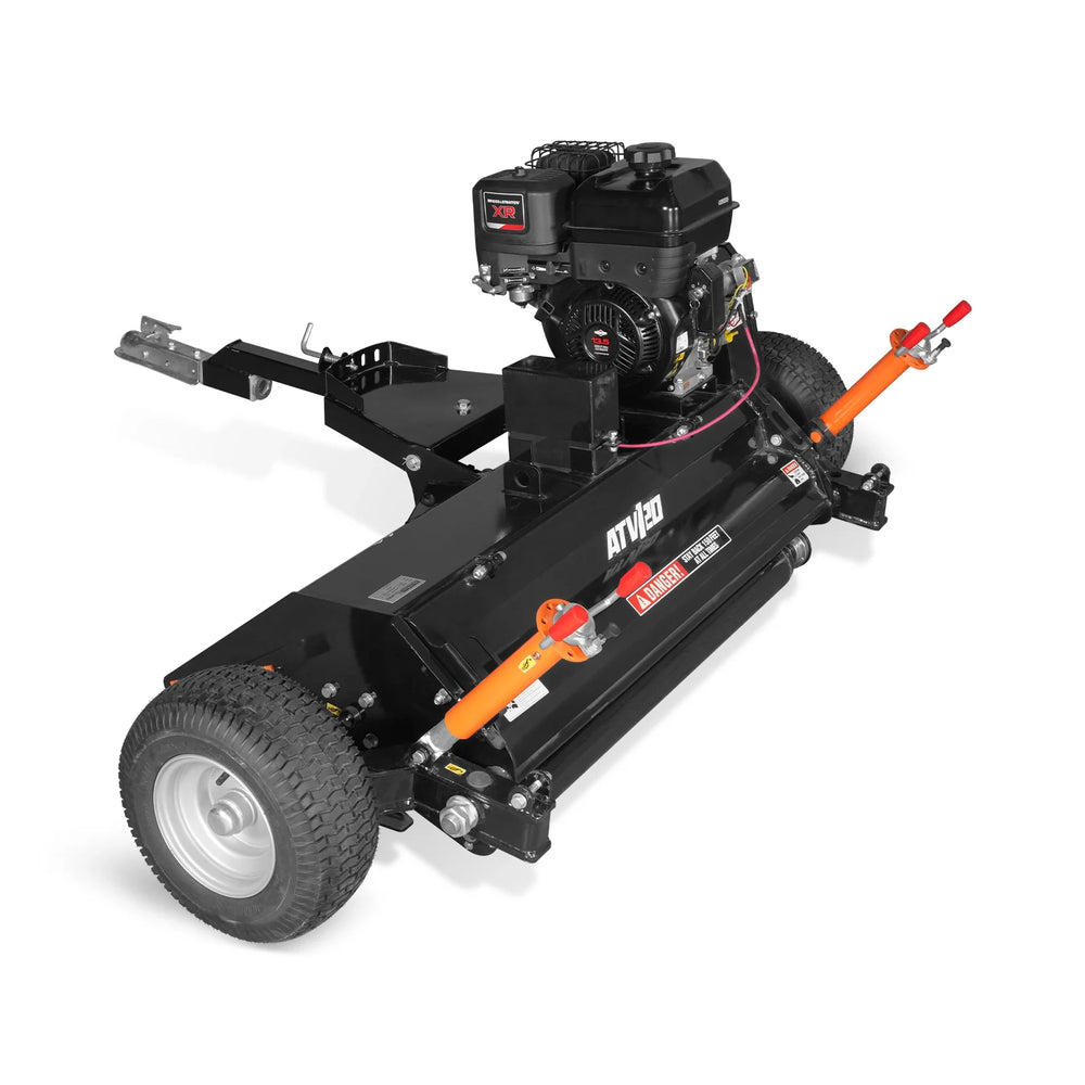 MechMaxx 48" Tow-Behind ATV Offset Flail Mower,  B&S 13.5HP 420cc E-start Gas Engine Powered; Adjustable Mowing Height,  ATV120