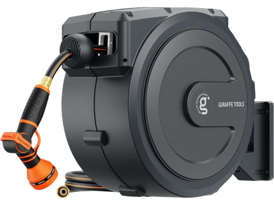 Giraffe Tools Retractable Garden Hose Reel 1/2in-100ft Dark Grey New