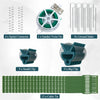 A-Frame garden trellis kit in green with ground stakes, cable ties, and clips for supporting climbing plants.