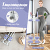 Ab machine with LCD monitor, purple, featuring 1-step folding design and adjustable heights for efficient workouts.