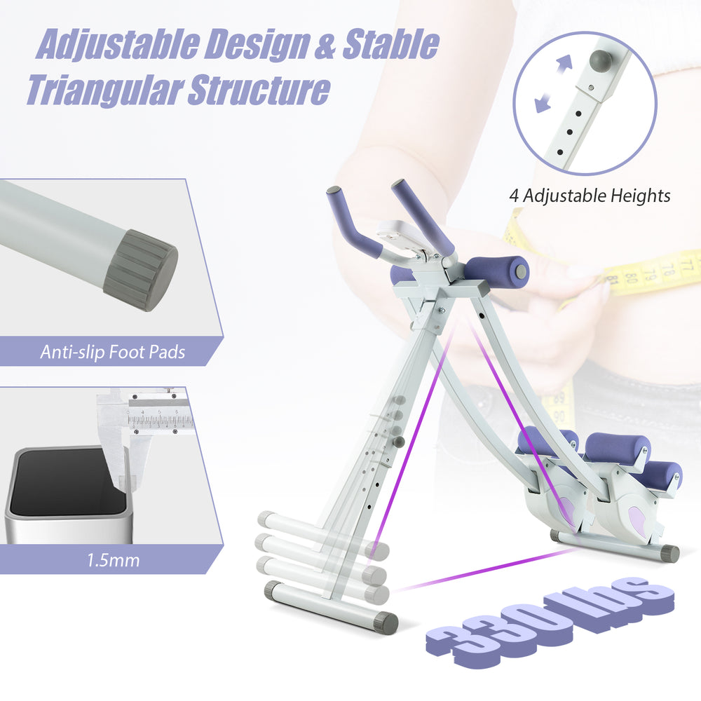 Ab machine with adjustable heights, LCD monitor, and anti-slip foot pads for stable home workouts.