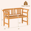 Acacia wood 2-person patio loveseat with backrest and armrests, 800 lbs capacity, ideal for outdoor relaxation.