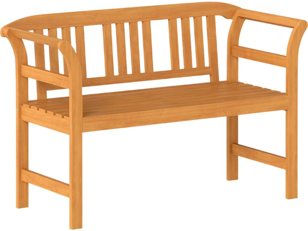 Acacia Wood 2-Person Patio Loveseat with Backrest and Armrests