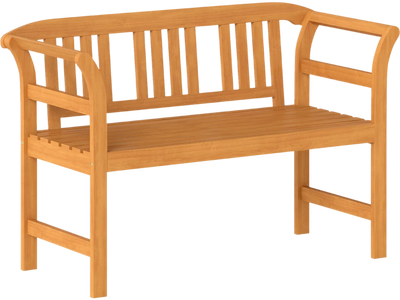 Costway Acacia Wood 2-Person Patio Loveseat Bench w/ Backrest Armrests 69577046 New