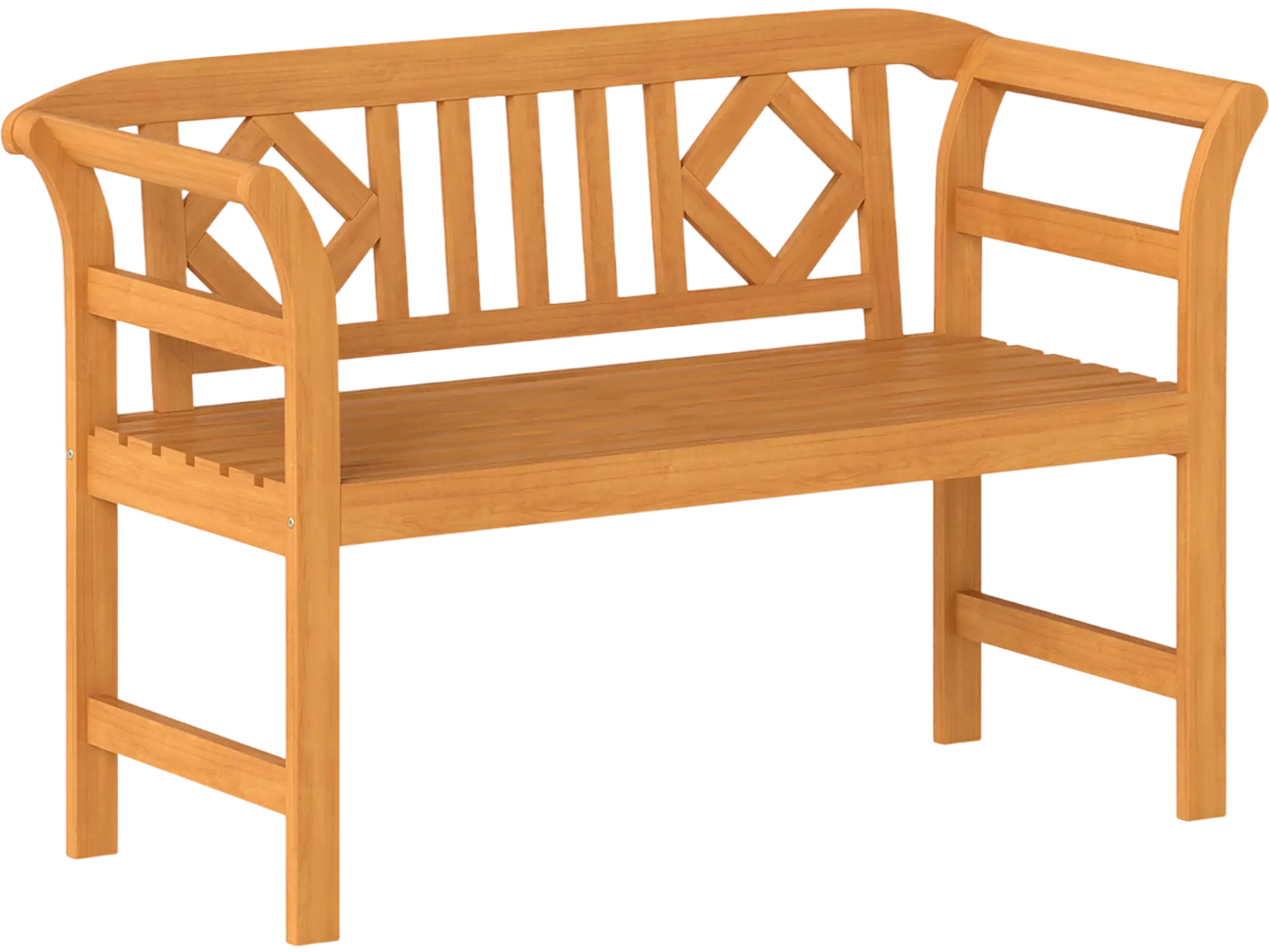 Costway Acacia Wood 2-Person Patio Loveseat Bench with Backrest Armrests 82718162 New