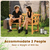 Acacia wood 2-person patio loveseat with armrests, supporting 800 lbs, ideal for garden or porch relaxation.