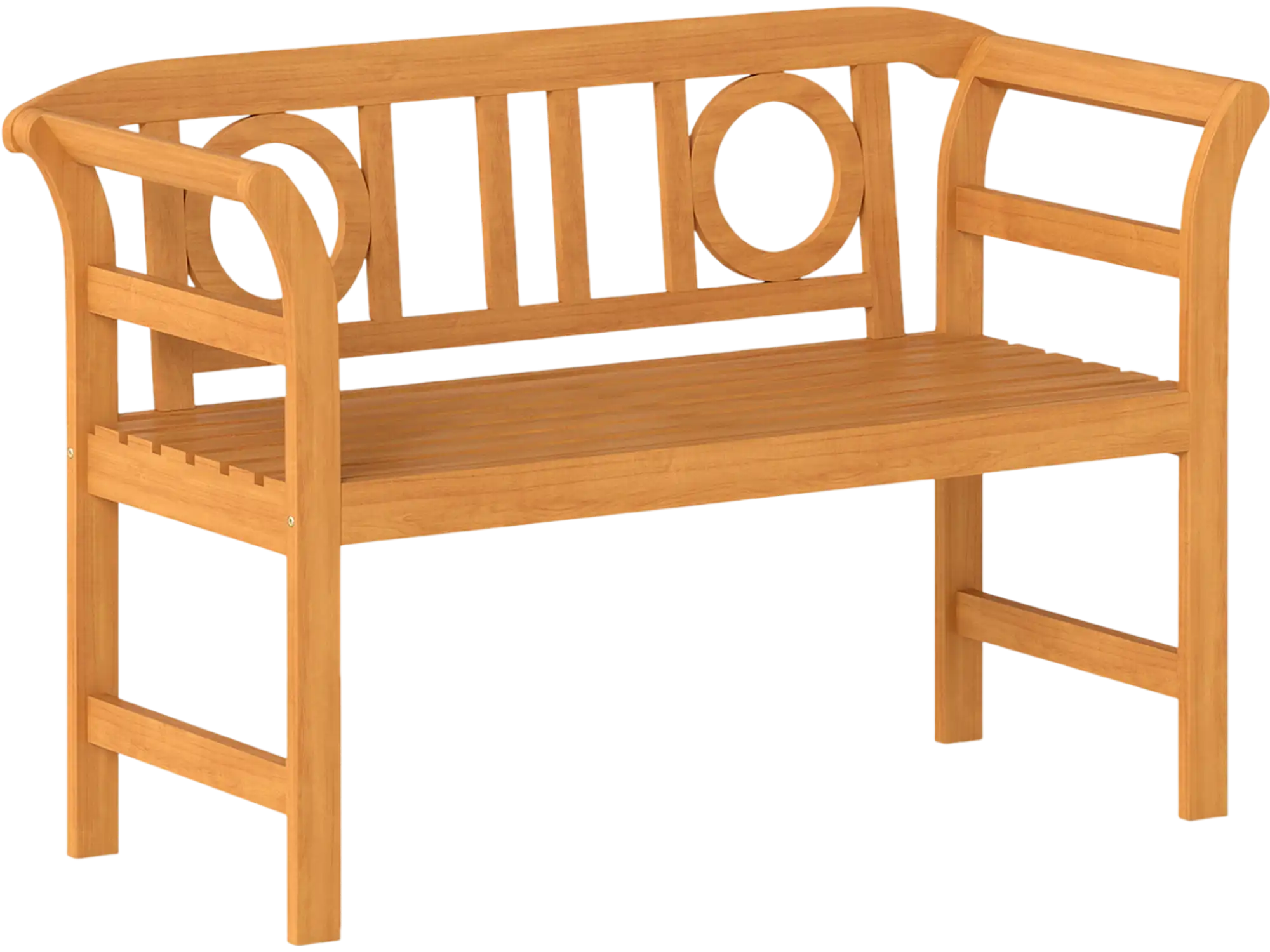 Costway Acacia Wood 2-Person Patio Loveseat Bench with Backrest Armrests 14117827 New