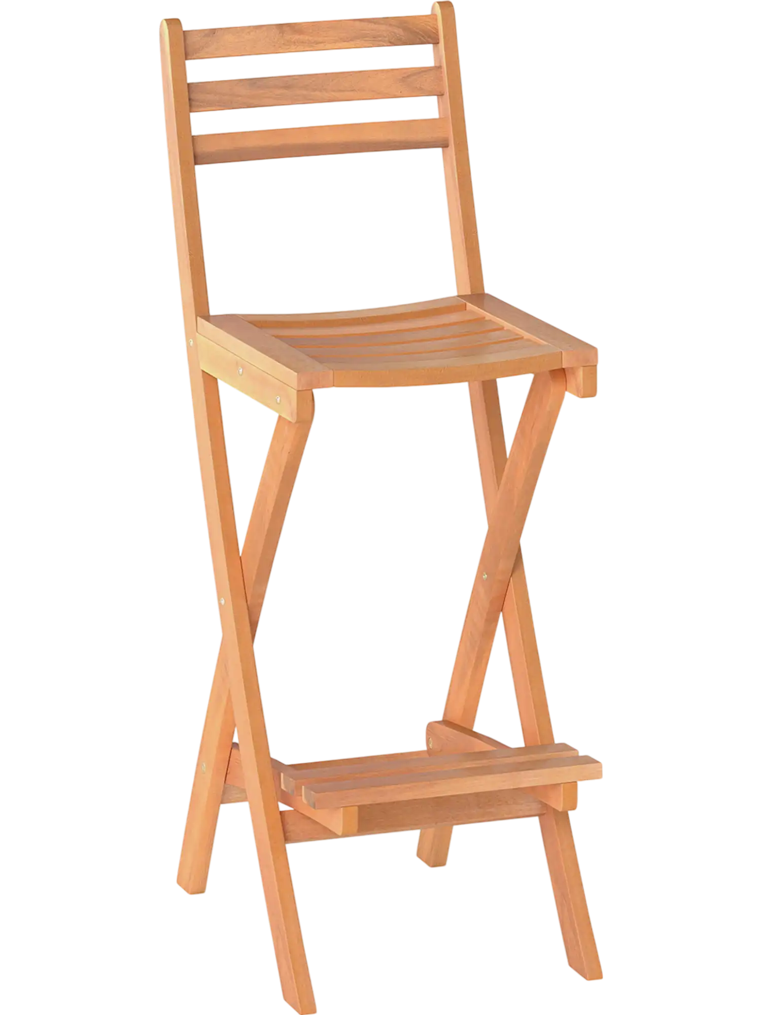 Costway Acacia Wood Outdoor Bar Height Chair w/ Backrest Footrest 28515212 New