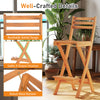 Acacia wood bar height chair with backrest, featuring a breathable slatted design and sturdy X-shaped legs for outdoor.