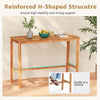 Acacia wood counter height table with slatted tabletop and footrest, perfect for outdoor gatherings and stylish decor.