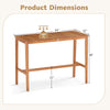Acacia wood counter height table with slatted tabletop, dimensions 54" x 22", ideal for outdoor gatherings.