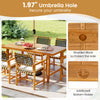Acacia wood dining table featuring a 1.97" umbrella hole and additional bottom holder, perfect for outdoor dining.