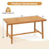 Acacia wood dining table with slatted top, 63" x 32", for 6 people, ideal for indoor and outdoor use.