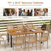 79" acacia wood dining table with slatted design, accommodates 8 people, perfect for outdoor gatherings and parties.