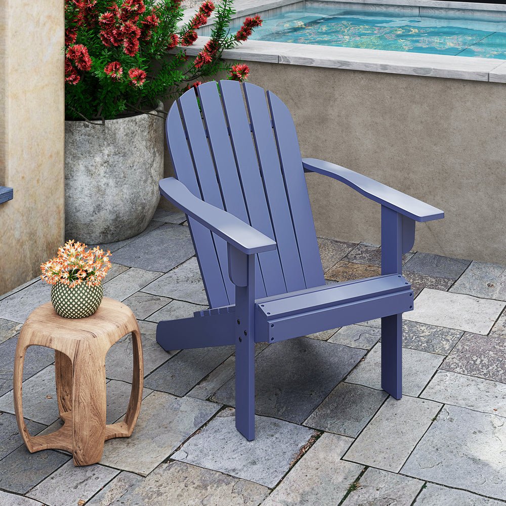 Acacia Wood Lounge Patio Adirondack Chair with Inclined Seat-Blue - Gallery View 1 of 8
