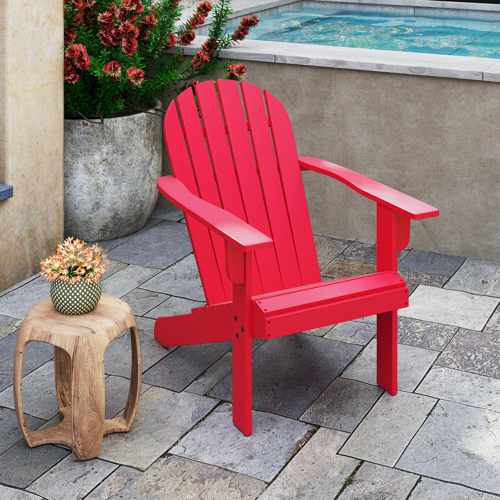 Acacia Wood Lounge Patio Adirondack Chair with Inclined Seat-Red - Gallery View 1 of 8