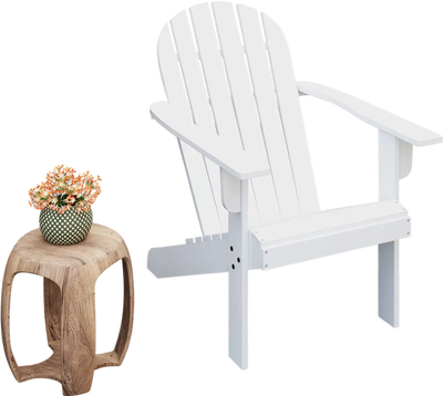 Costway Acacia Wood Patio Adirondack Chair White 74853261 New