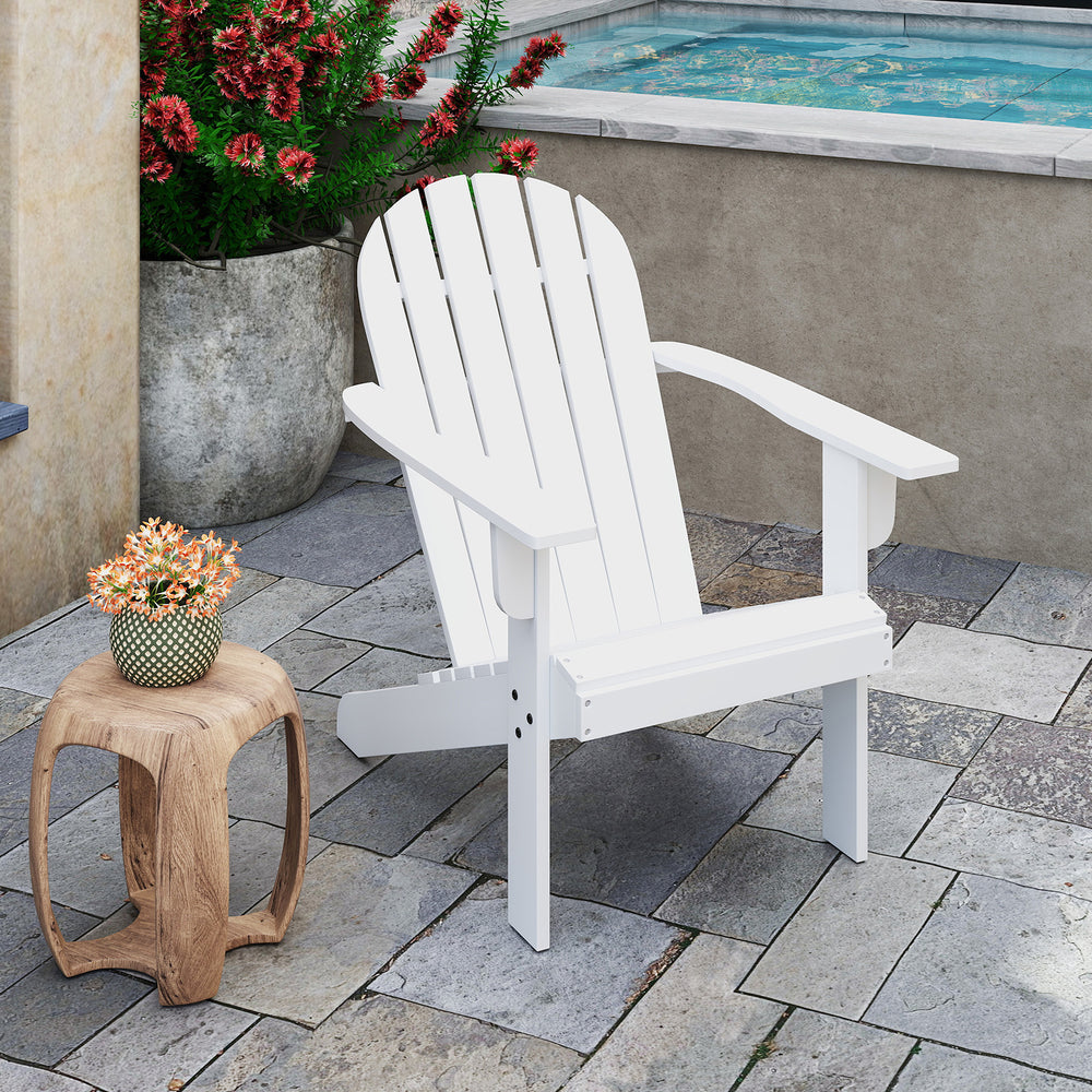 Acacia Wood Lounge Patio Adirondack Chair with Inclined Seat-White - Gallery View 1 of 8