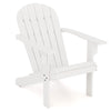 White acacia wood Adirondack chair with inclined seat and wide armrests, perfect for backyard or poolside relaxation.