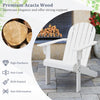 White acacia wood Adirondack chair with inclined seat and wide armrests, ideal for backyard and poolside relaxation.