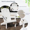 White acacia wood Adirondack chair with slatted seat and back, ideal for backyard relaxation and outdoor use.