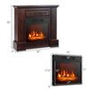Acacia wood electric fireplace TV stand with realistic flame effects, remote control, and rustic vintage design.